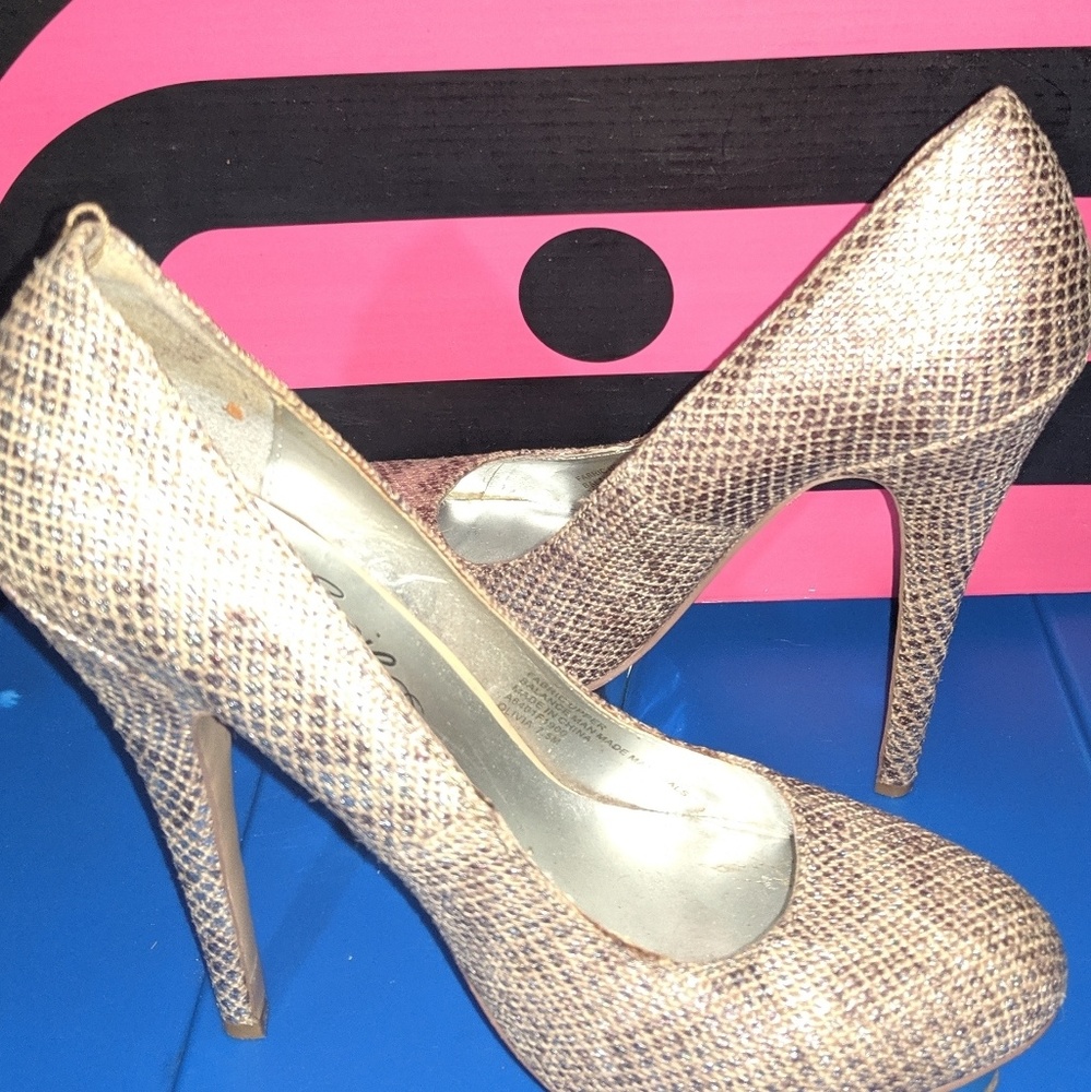 New fergie brown snake skin platform stiletto pump